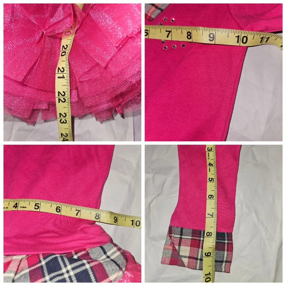 Girls Oh! La! La! Couture Holiday Dress Size 4 Pink/Red Plaid